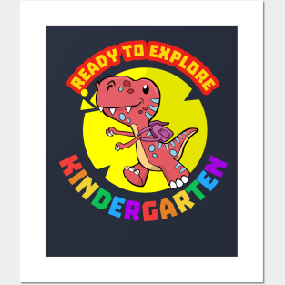 Ready to explore Kindergarten | Cartoon Dinosaur Posters and Art